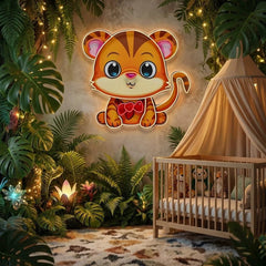 Custom Name Cute Baby Tiger Artwork Led Neon Sign Light