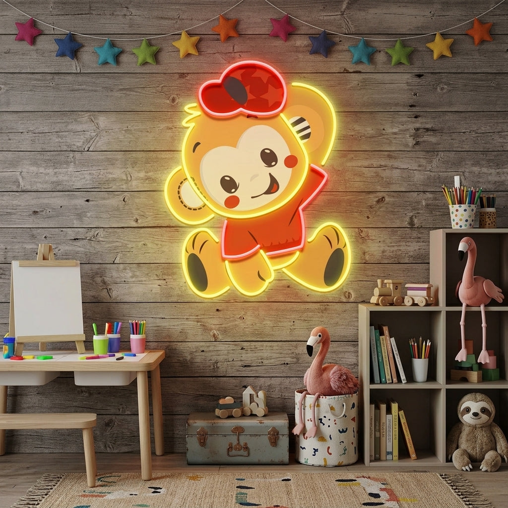 Custom Name Cute Monkey Artwork Led Neon Sign Light