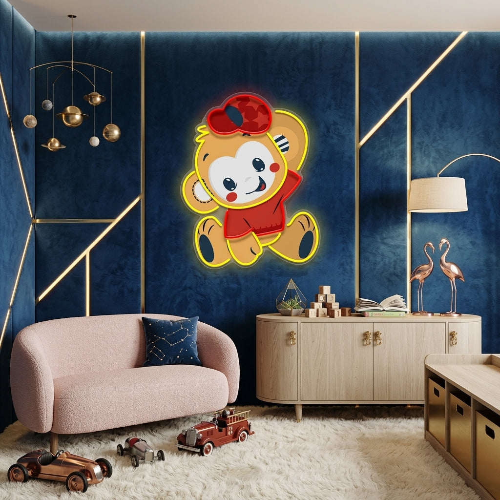 Custom Name Cute Monkey Artwork Led Neon Sign Light