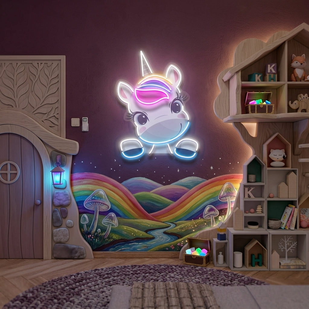 Custom Name Cute Unicorn Gift For Kids Artwork Led Neon Sign Light