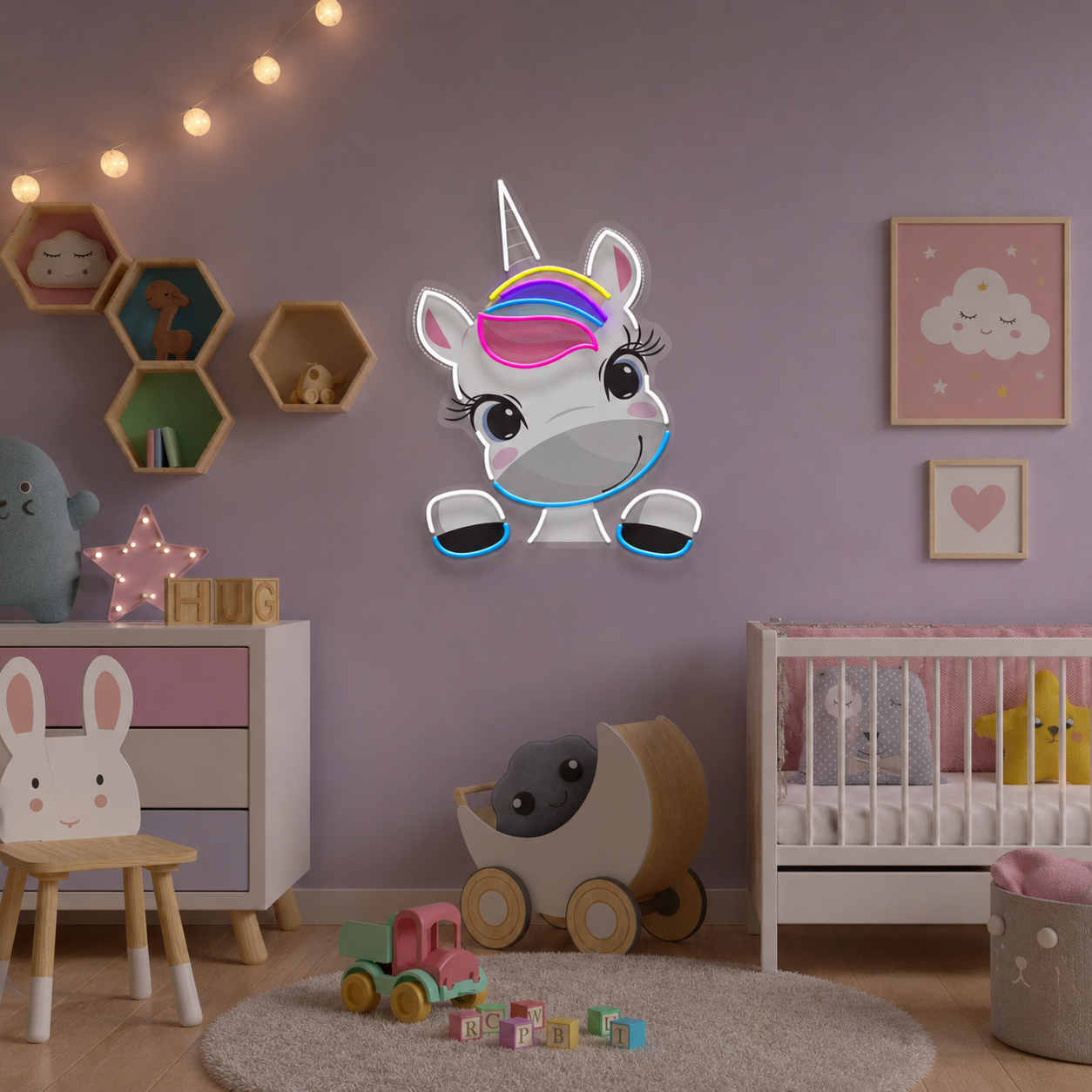Custom Name Cute Unicorn Gift For Kids Artwork Led Neon Sign Light