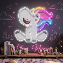 Custom Name Cute Unicorn Girl Artwork Led Neon Sign Light