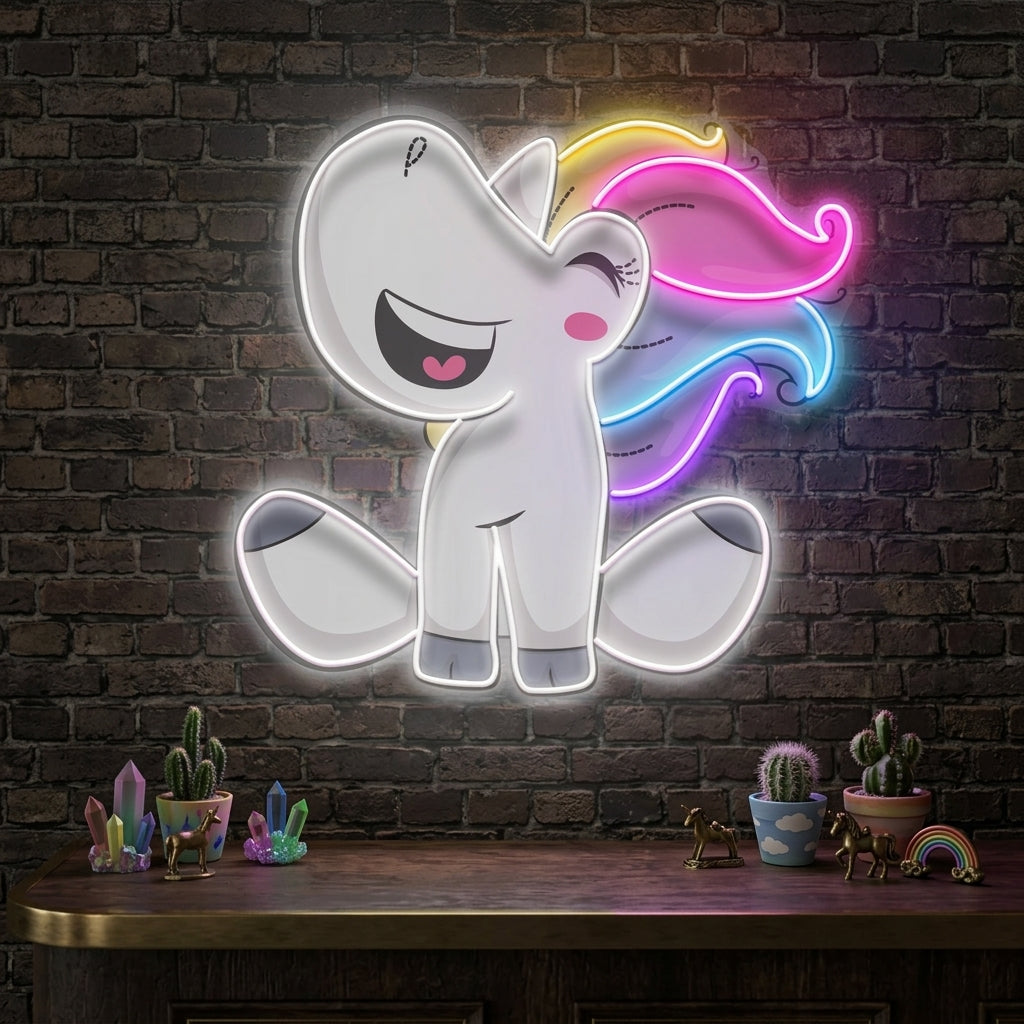 Custom Name Cute Unicorn Girl Artwork Led Neon Sign Light