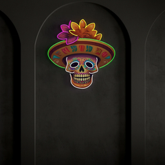 Custom Name Dead Day Party Sugar Skull Or Halloween Holiday Artwork Led Neon Sign Light
