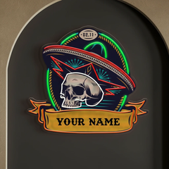 Custom Name Dia De Los Muertos Day Of The Dead Artwork Led Neon Sign Light