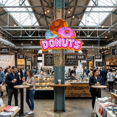 Custom Name Fast Food Restaurant With Donut Led Neon Sign Light