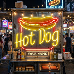 Custom Name Fast Food Restaurant With Hot Dog Led Neon Sign Light