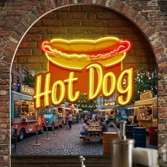 Custom Name Fast Food Restaurant With Hot Dog Led Neon Sign Light
