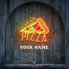 Custom Name Fast Food Restaurant With Pizza Led Neon Sign Light