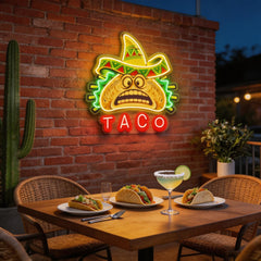 Custom Name Funny Tacos Mexican Fast Food Artwork Led Neon Sign Light