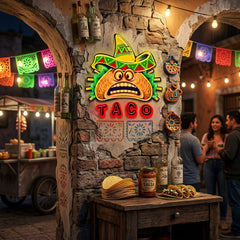 Custom Name Funny Tacos Mexican Fast Food Artwork Led Neon Sign Light