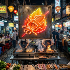 Custom Name Grill Squid Logo Artwork Led Neon Sign Light