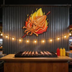 Custom Name Grill Squid Logo Artwork Led Neon Sign Light