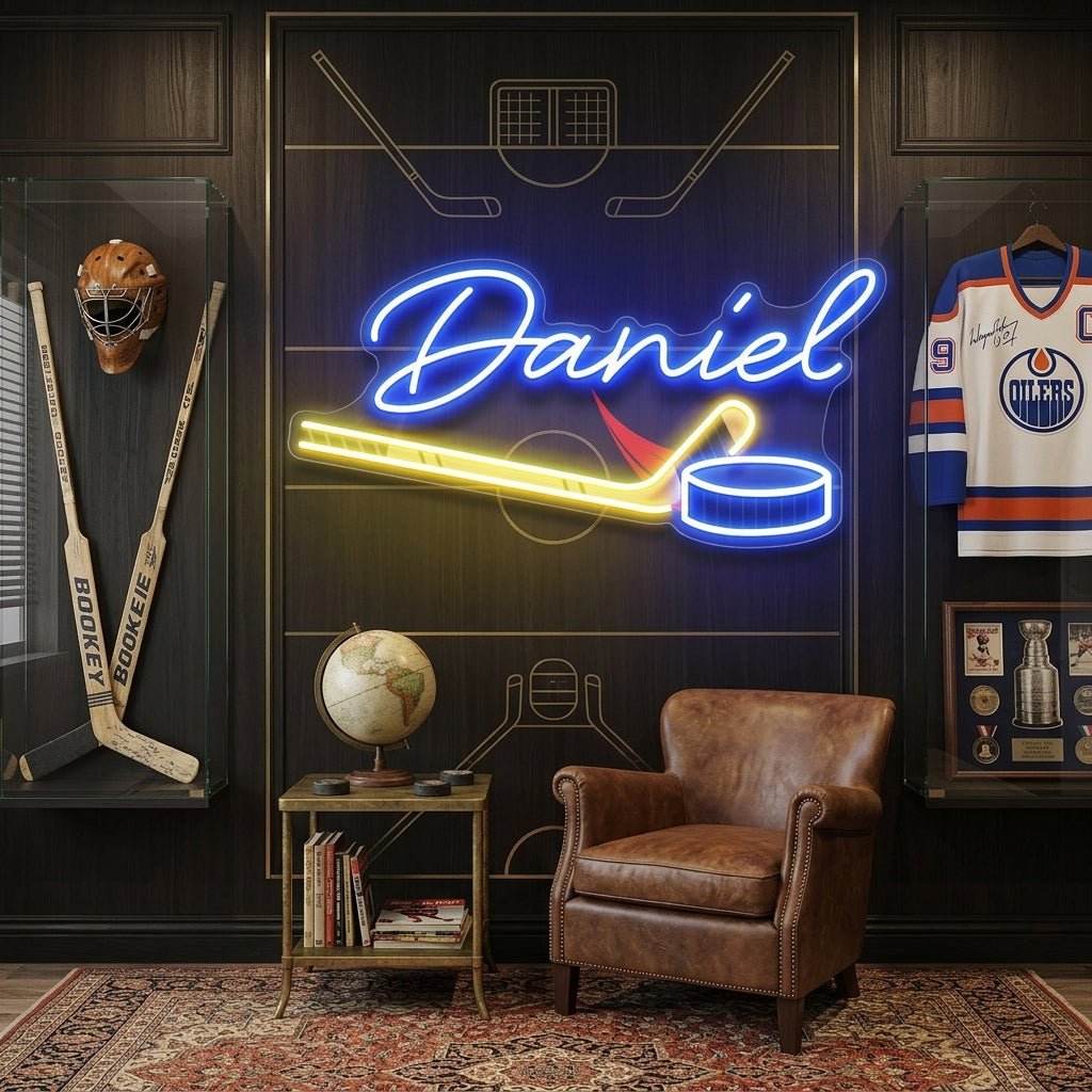 Custom Name Hockey Gift For Kids Artwork Led Neon Sign Light