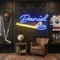 Custom Name Hockey Gift For Kids Artwork Led Neon Sign Light
