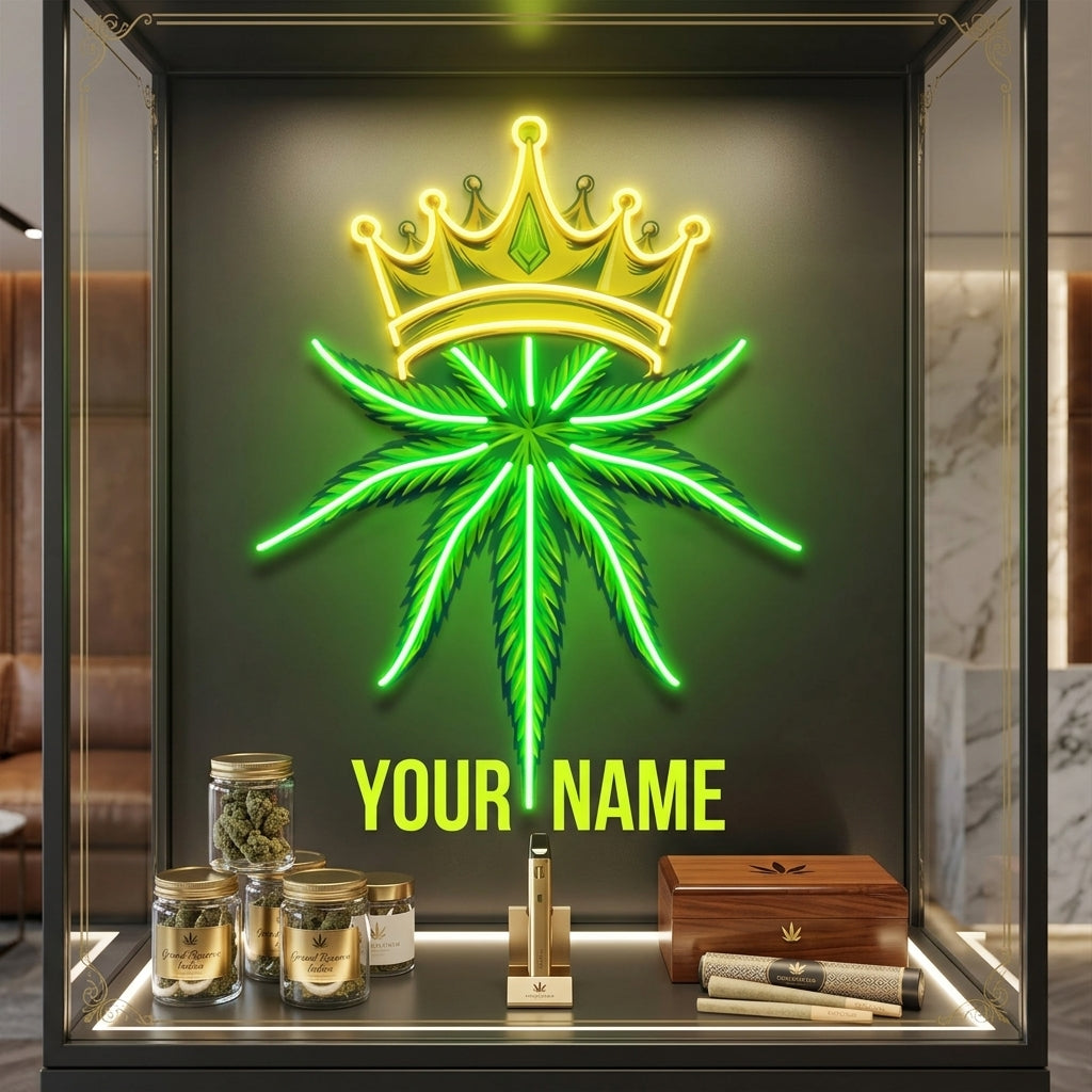 Custom Name King Marijuana Logo Artwork Led Neon Sign Light