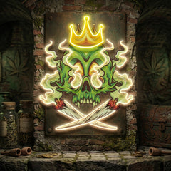 Custom Name King Skull Cannabis Weed Smoking Artwork Led Neon Sign Light