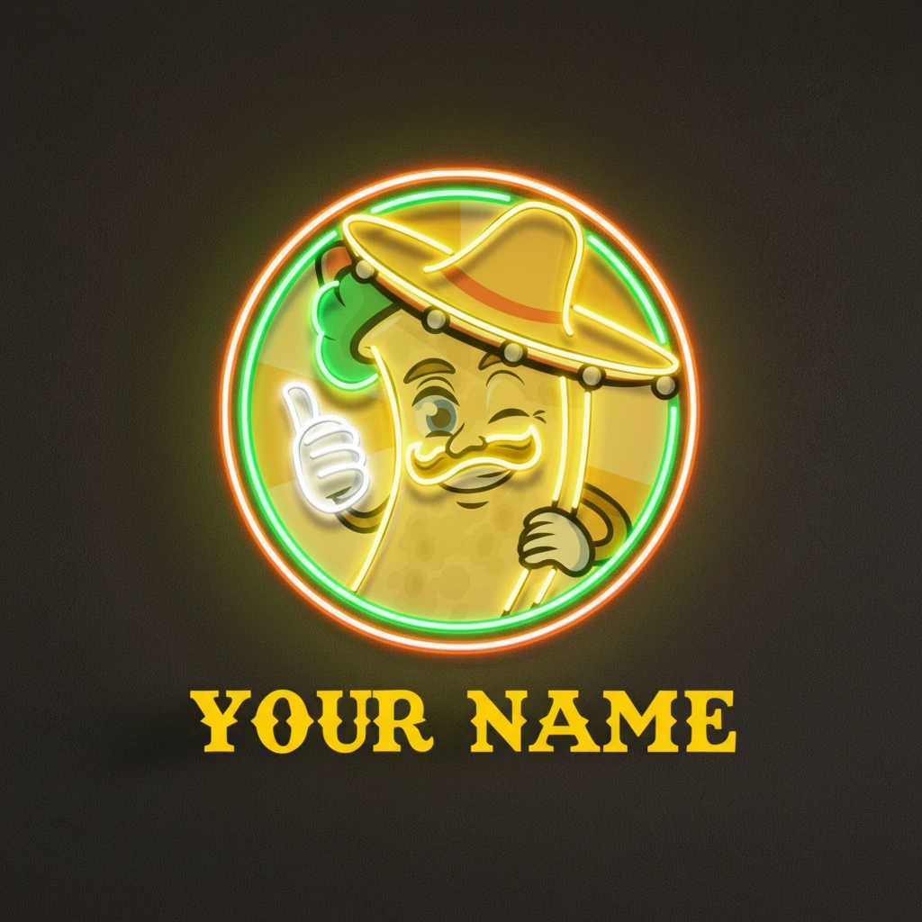 Custom Name Mexican Burrito Thumbs Up Artwork Led Neon Sign Light