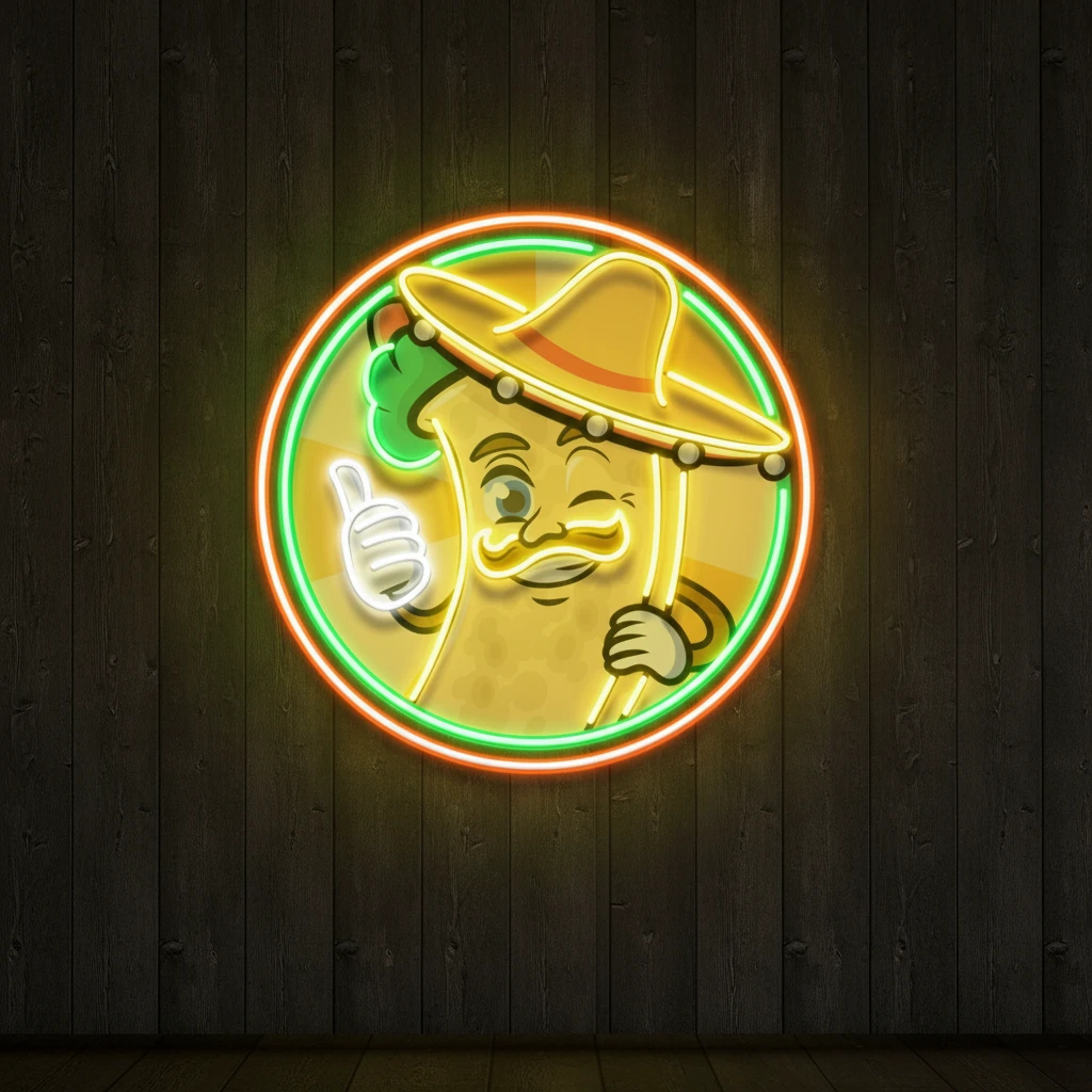 Custom Name Mexican Burrito Thumbs Up Artwork Led Neon Sign Light