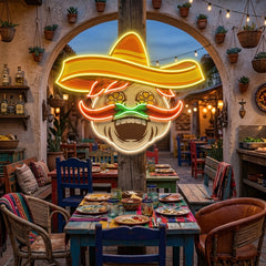 Custom Name Mexican Chef Cook Sombrero With Chili Decor Artwork Led Neon Sign Light