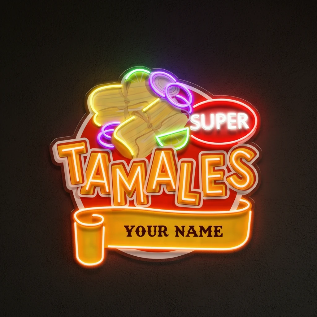 Custom Name Mexican Tamales Food Restaurant Decor Artwork Led Neon Sign Light