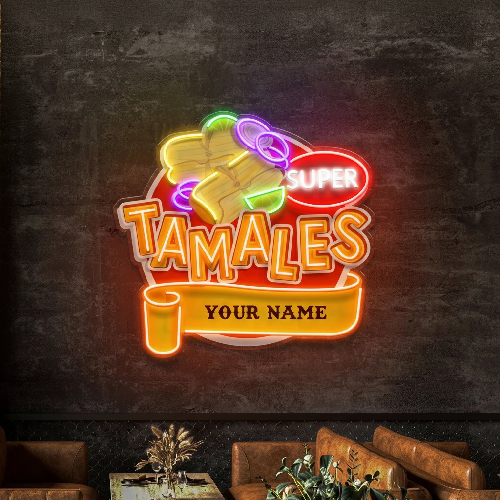 Custom Name Mexican Tamales Food Restaurant Decor Artwork Led Neon Sign Light