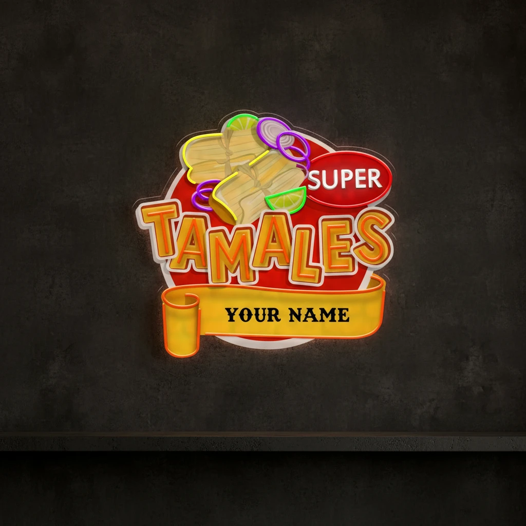 Custom Name Mexican Tamales Food Restaurant Decor Artwork Led Neon Sign Light