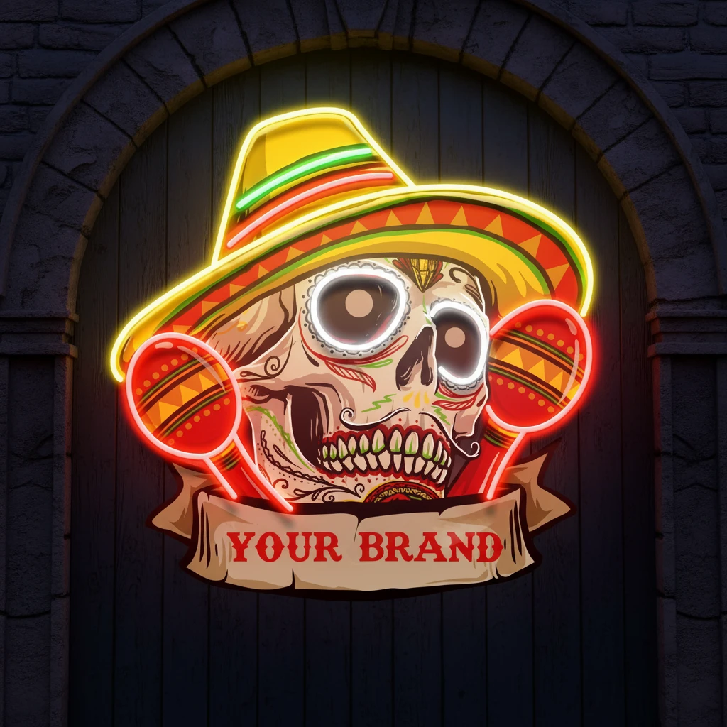 Custom Name Mexican With Skull Artwork Led Neon Sign Light