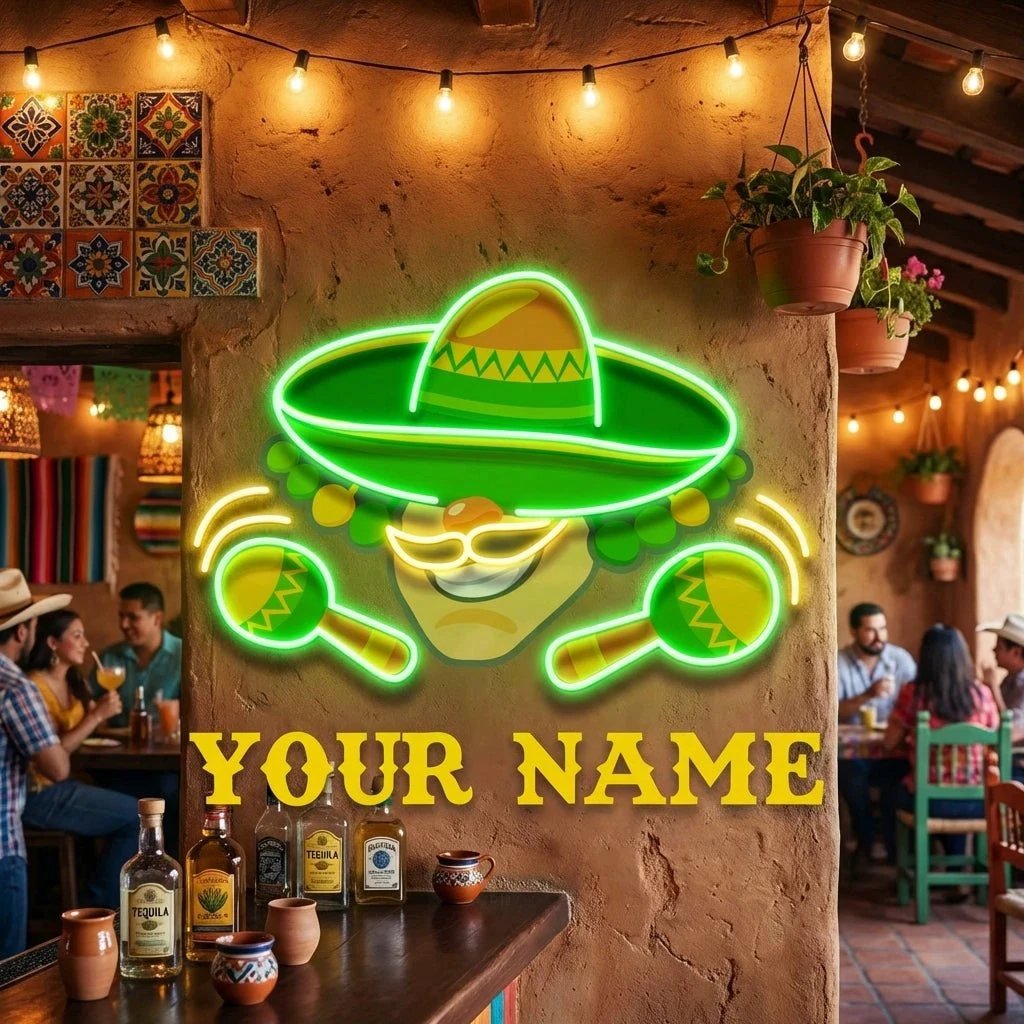 Custom Name Mexico Logo Food Artwork Led Neon Sign Light