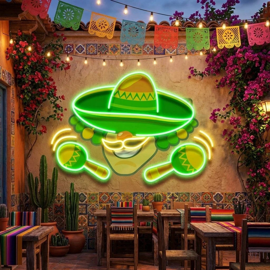 Custom Name Mexico Logo Food Artwork Led Neon Sign Light