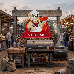 Custom Name Pig Chef BBQ Artwork Led Neon Sign Light