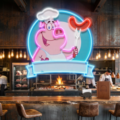 Custom Name Pig Food Logo Artwork Led Neon Sign Light