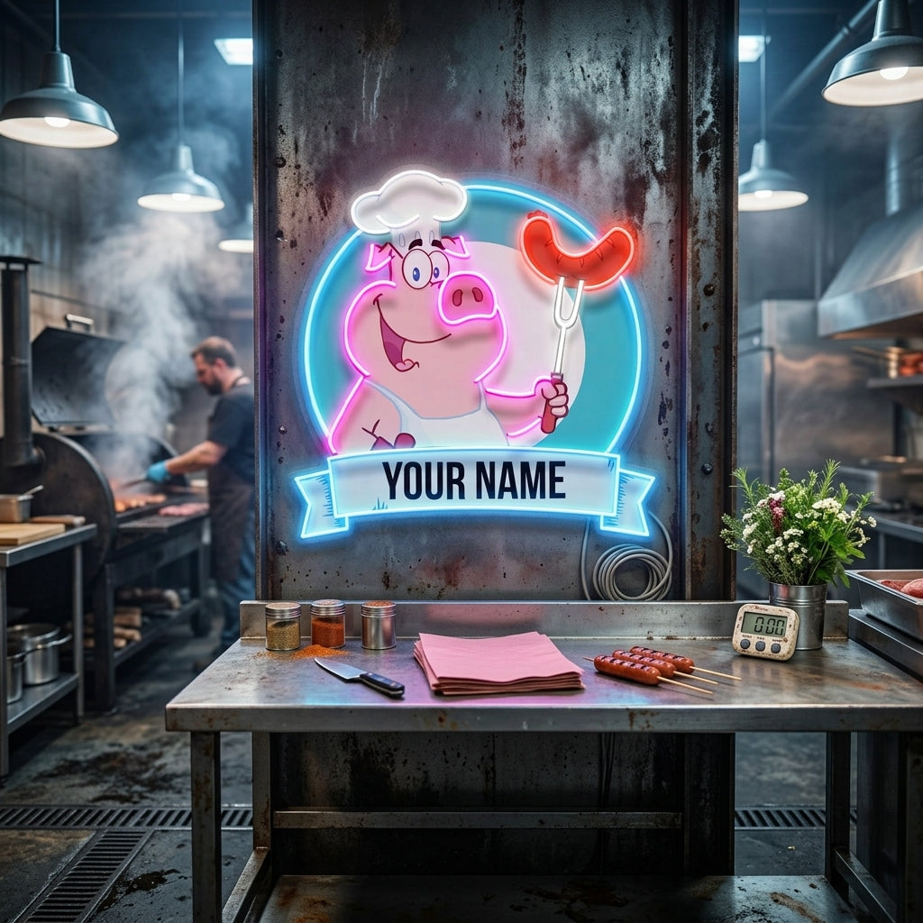 Custom Name Pig Food Logo Artwork Led Neon Sign Light