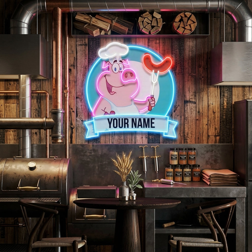 Custom Name Pig Food Logo Artwork Led Neon Sign Light