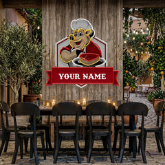 Custom Name Pig With Meat Dishes For BBQ Restaurants Artwork Led Neon Sign Light