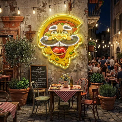 Custom Name Pizza Cartoon Logo Artwork Led Neon Sign Light