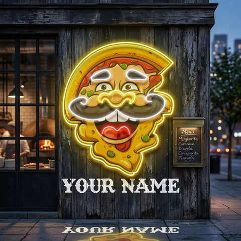 Custom Name Pizza Cartoon Logo Artwork Led Neon Sign Light