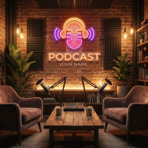 Custom Name Podcast Artwork Led Neon Sign Light