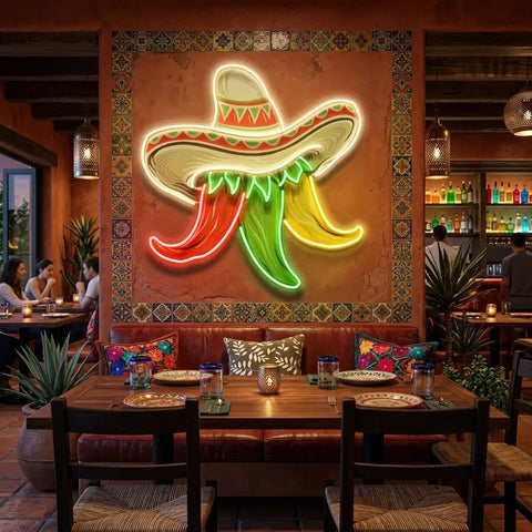 Custom Name Restaurant Cinco De Mayo Mexican Chili Artwork Led Neon Sign Light