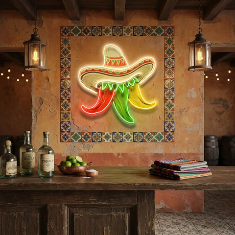 Custom Name Restaurant Cinco De Mayo Mexican Chili Artwork Led Neon Sign Light