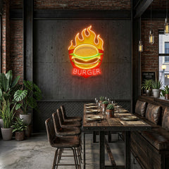 Custom Name Restaurant Fast Food Burger Led Neon Sign Light