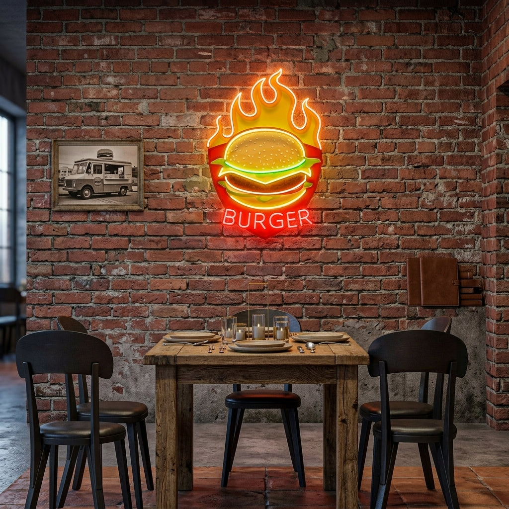 Custom Name Restaurant Fast Food Burger Led Neon Sign Light