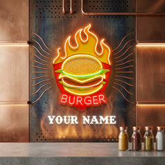 Custom Name Restaurant Fast Food Burger Led Neon Sign Light