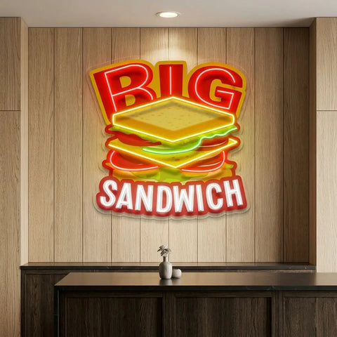 Custom Name Restaurant Fast Sandwich Led Neon Sign Light