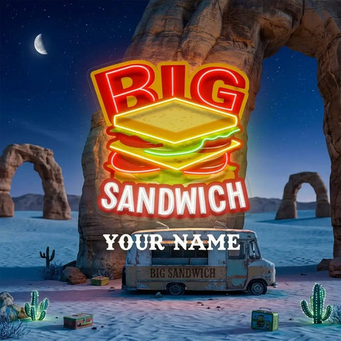 Custom Name Restaurant Fast Sandwich Led Neon Sign Light