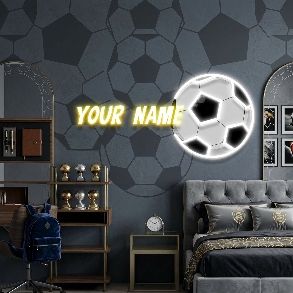 Custom Name Soccer Gift For Kids Artwork Led Neon Sign Light