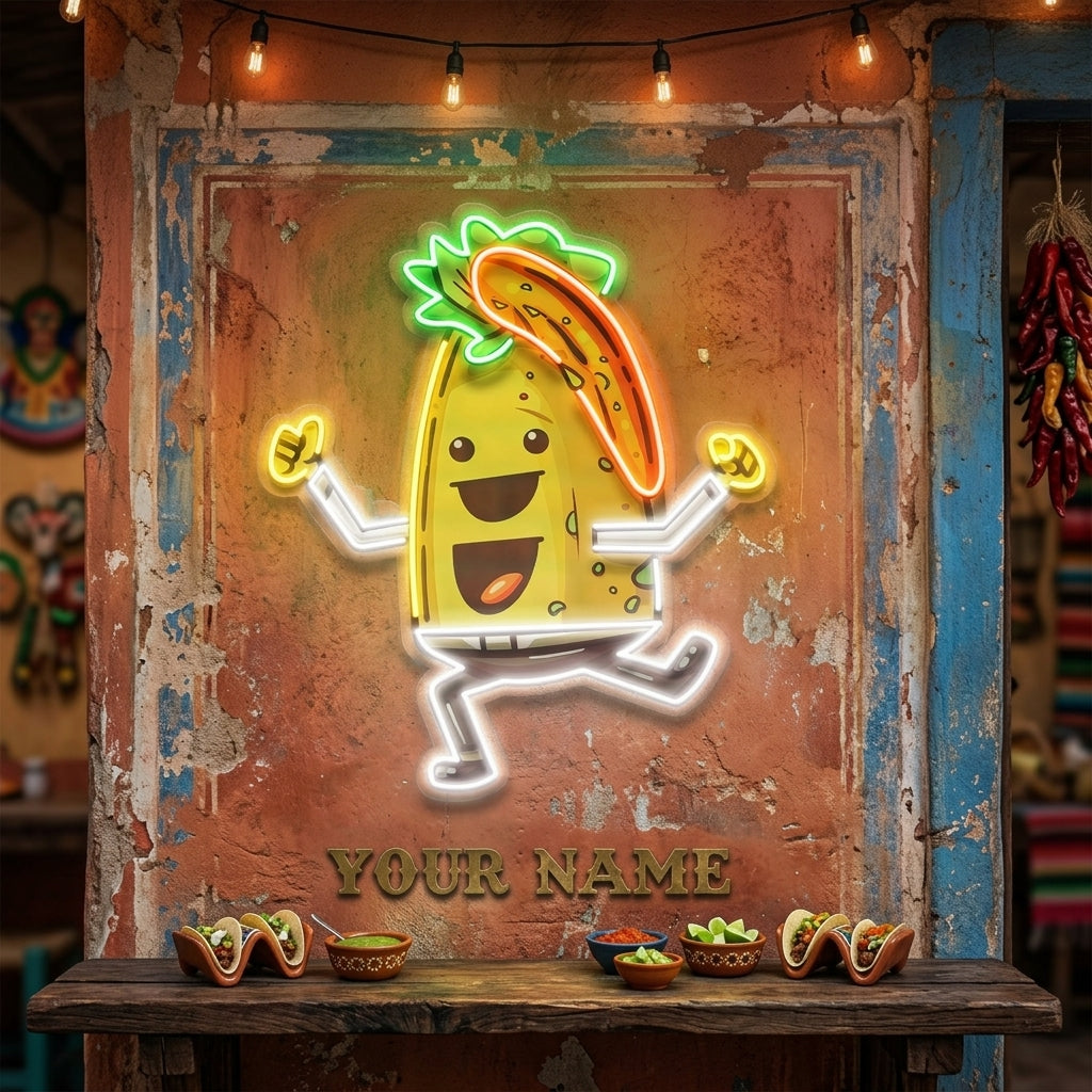 Custom Name Taco Style Dancing Music Artwork Led Neon Sign Light
