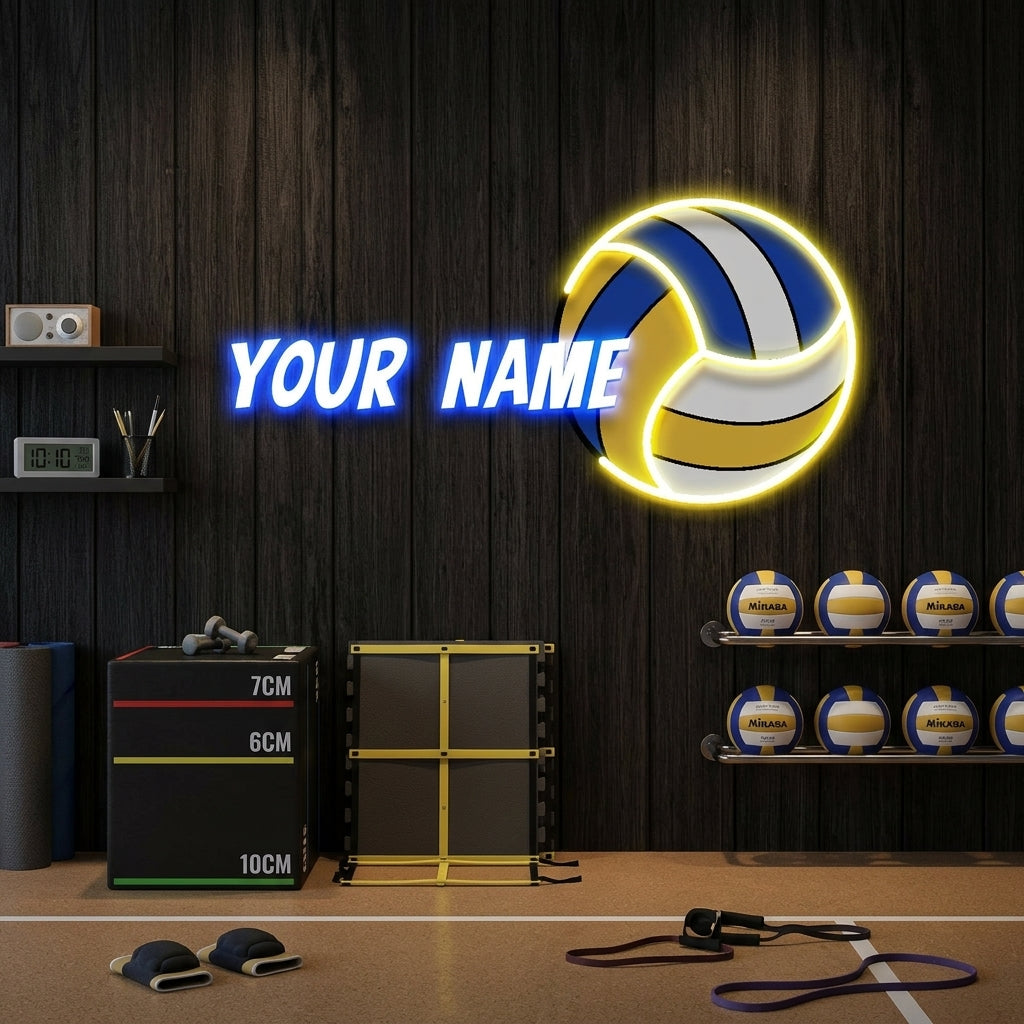 Custom Name Volley Ball Gift For Kids Artwork Led Neon Sign Light