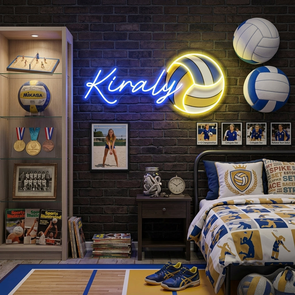 Custom Name Volley Ball Gift For Kids Artwork Led Neon Sign Light
