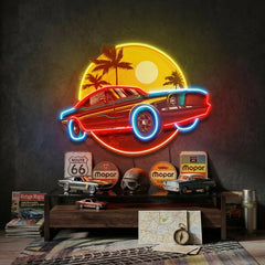 Tropical Vintage Car LED Neon Sign Light Pop Art